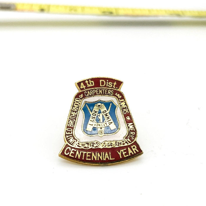 United Brotherhood of Carpenter's Joiners Lapel Pin 4th District Centennial Year 3