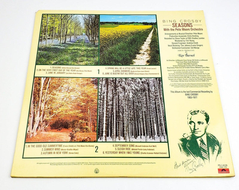 Bing Crosby & Pete Moore Orchestra Seasons 33 RPM LP Record Polydor 1977 2