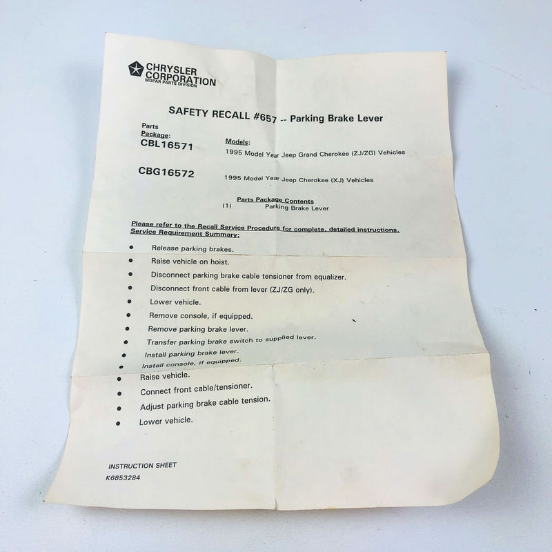 Mopar CBG16572 Parking Brake Control Lever Genuine OEM New Old Stock NOS