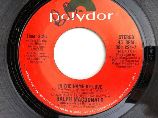 Ralph MacDonald 45 RPM Record 7" Single In the Name of Love / Play Pen 1984 1