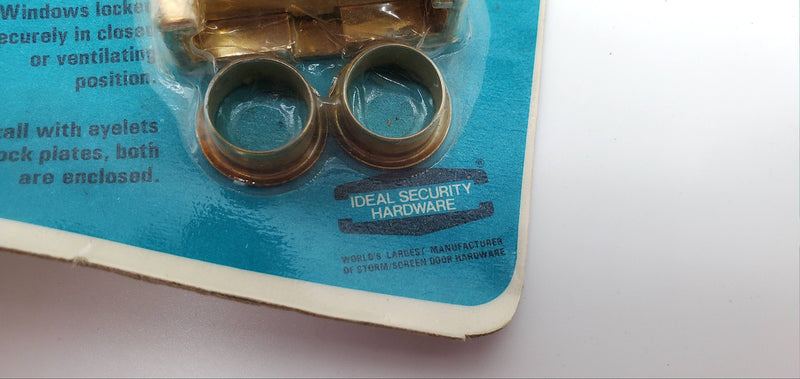 Window Lock Keyed Brass Plated Dual Install w/ Hardware Ideal Security SK150 NOS