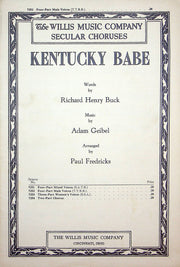 Sheet Music Kentucky Babe Richard Henry Buck Adam Geibel Paul Fredericks 1954 1