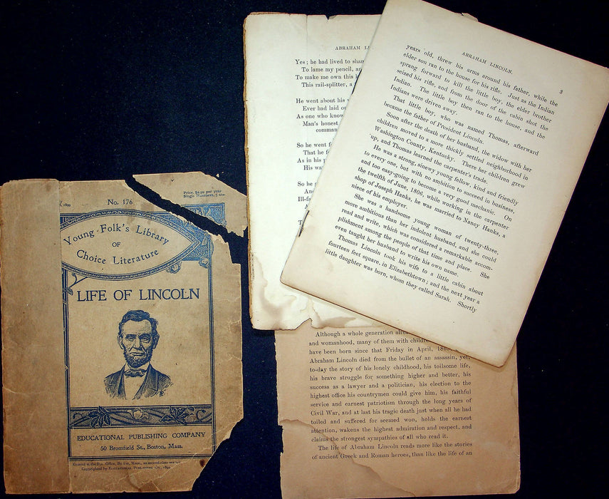 Young Folks Library Of Choice Literature 1899 Life Of Lincoln No 176 President