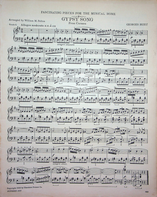 Minuet From Don Juan Secondo Sheet Music Piano Song Mozart 1939 Etude Magazine 1