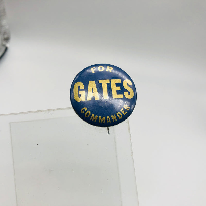 Vintage Gates For Commander Button 1" Bastian Bros Blue Gold Metal