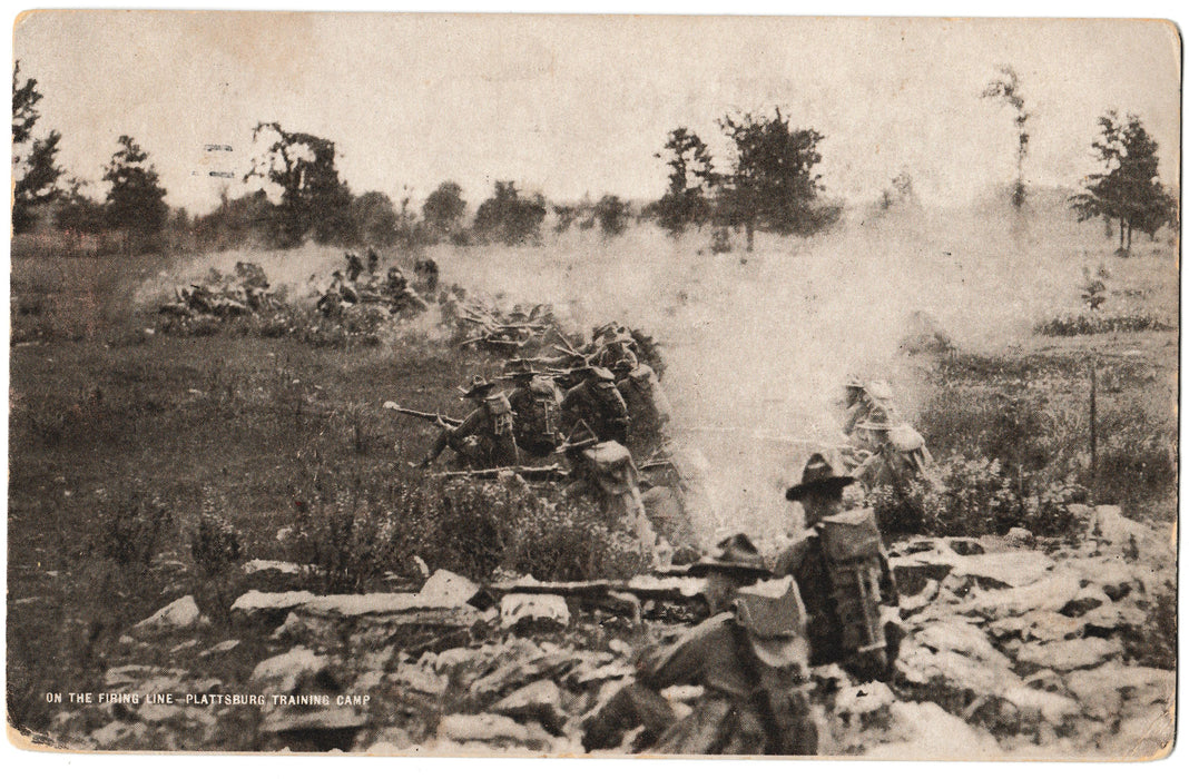 Thompson Photo Co Postcard WW1 Firing Line Photograph Plattsburg Training Camp