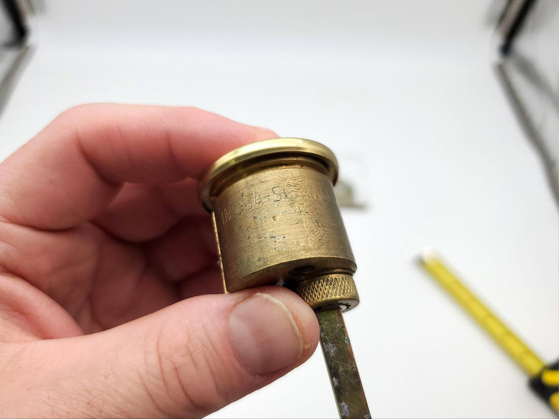 Schlage Rim Lock Cylinder 3-3/8" Length Polished Brass 20-022 C Keyway NOS