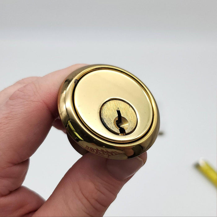 Schlage Rim Lock Cylinder 3-3/8" Length Polished Brass 20-022 C Keyway NOS