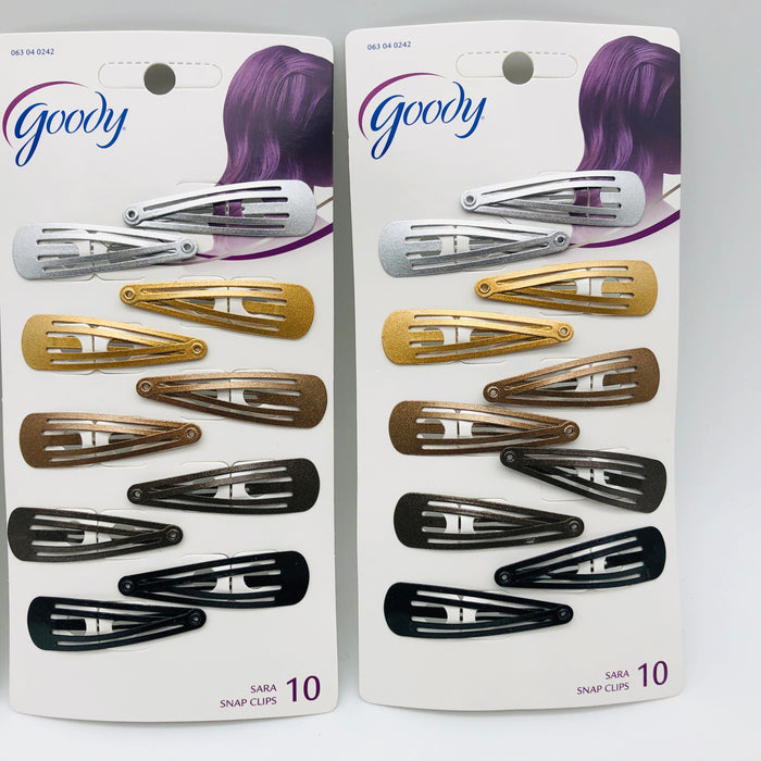 30-Pack Goody Hair Sara Snap Clips Metallic Slotted Contour 2 inches 063040242