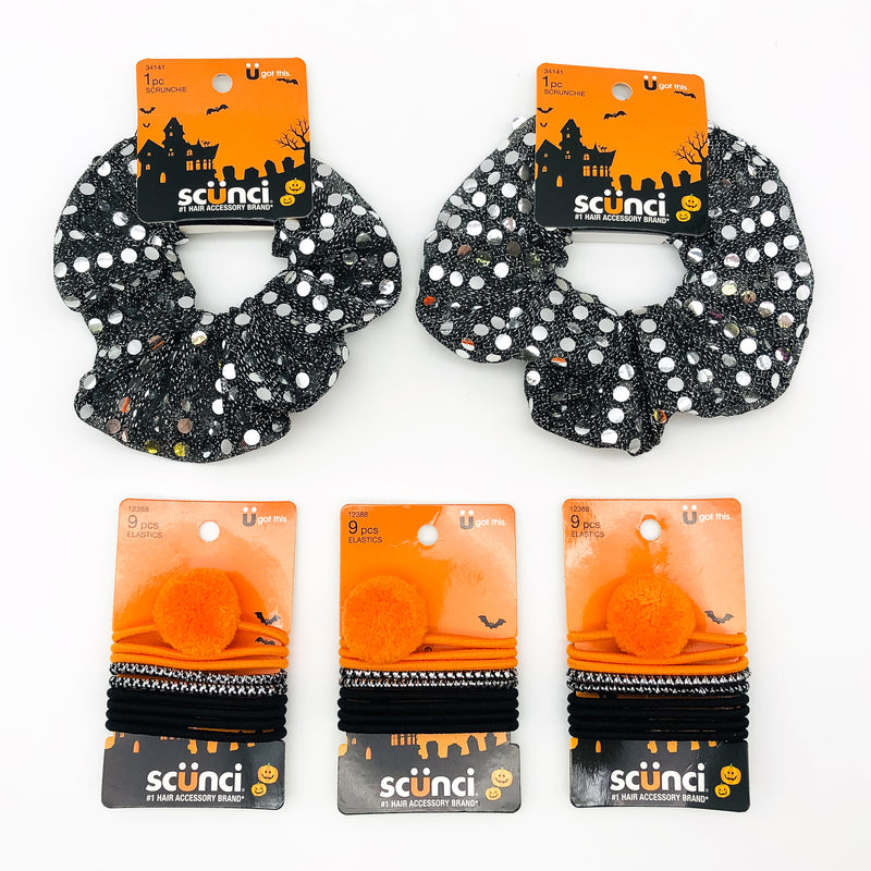 29-Piece Scunci Halloween Spooky October Scrunchies Hair Ties Orange Pumpkin