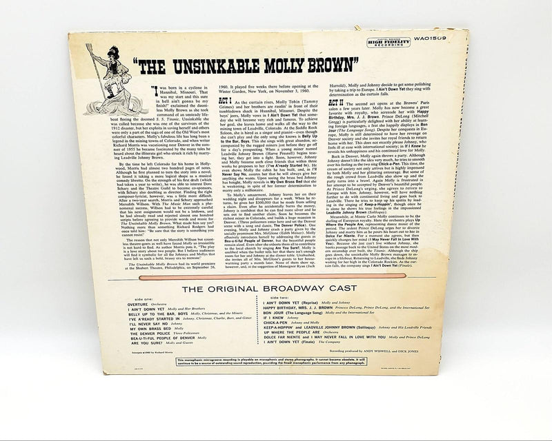 Meredith Willson The Unsinkable Molly Brown 33 RPM LP Record Capitol 1960 2