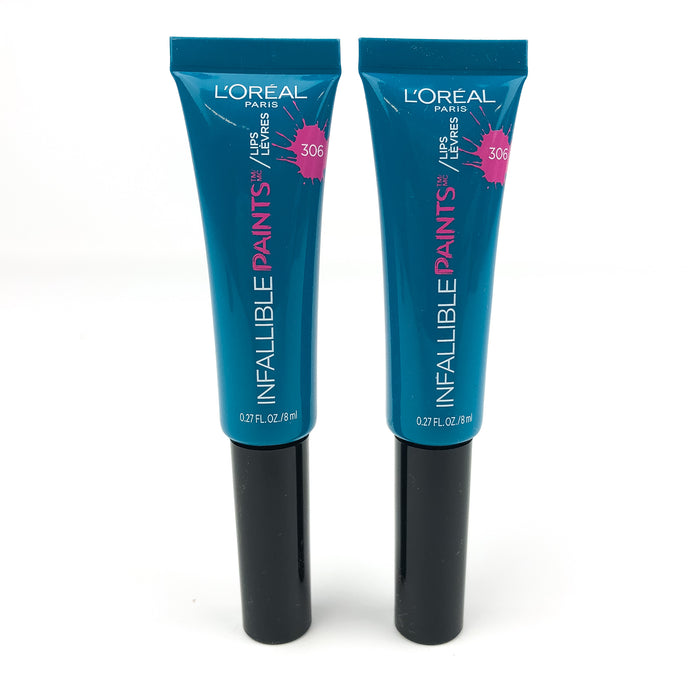 L'Oreal Infallible Paints Lips Lip Color Domineering Teal #306 .27 oz Each (2PK)