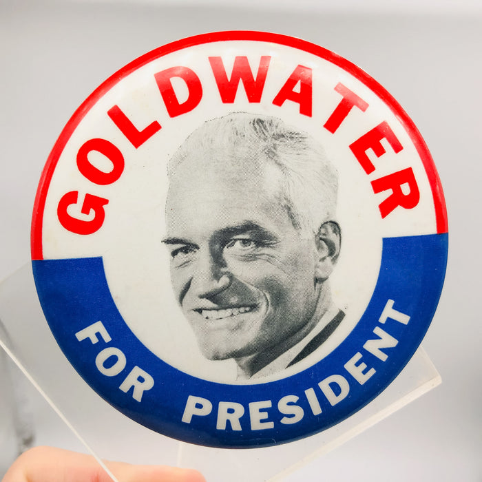 Barry Goldwater For President Button Pin 3.25" Political Campaign Union Made 3