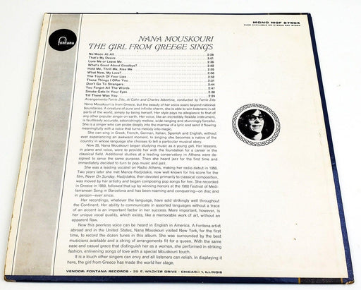 Nana Mouskouri The Girl From Greece Sings 33 RPM LP Record Fontana 1962 2