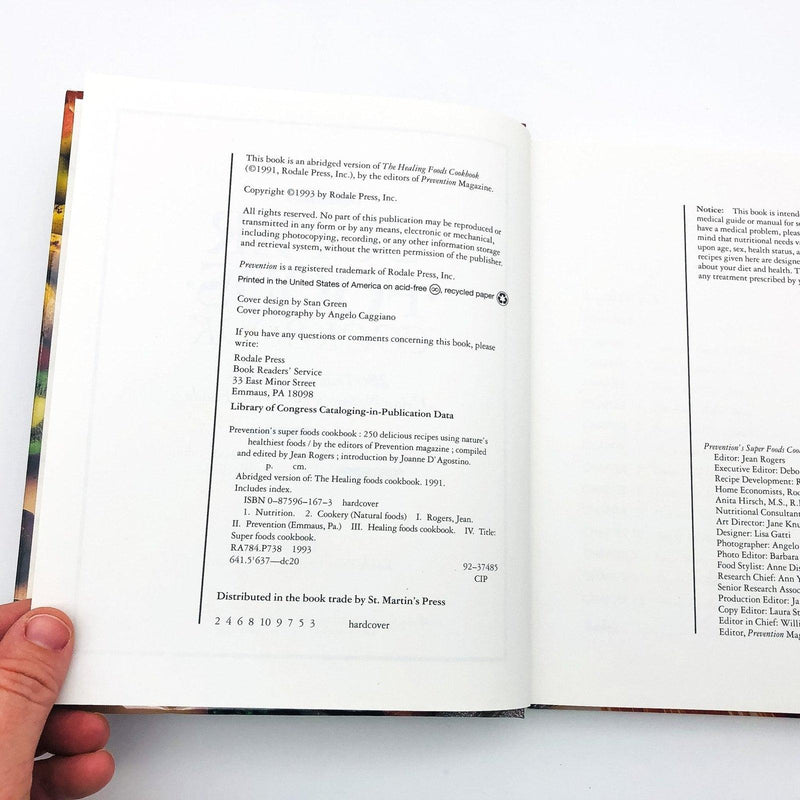 Super Foods Cookbook Hardcover Prevention Magazine 1993 Nutrition Natural Foods 8