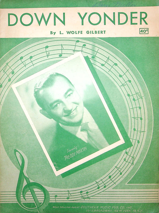 Sheet Music Down Yonder Freddy Martin Wolfe Gilbert 1948 Vocal Piano Song 1