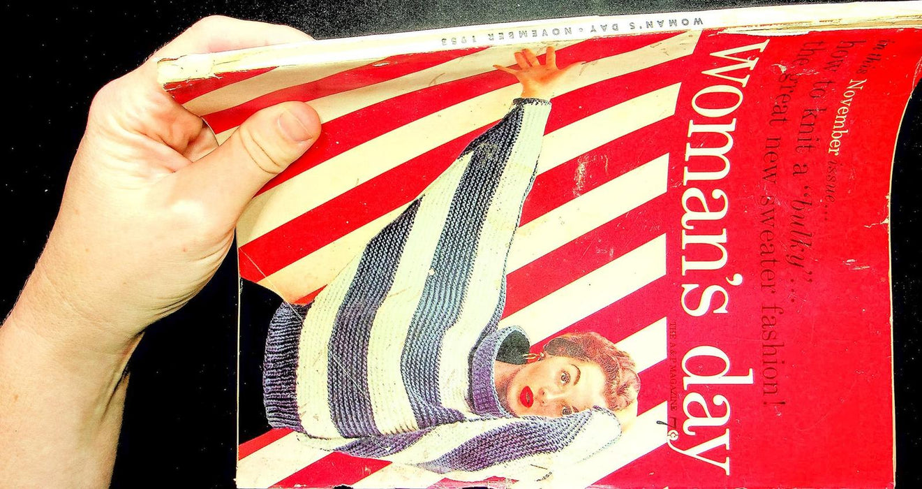 Woman's Day Magazine November 1953 Bulky Knit Sweater Look Speaking For America