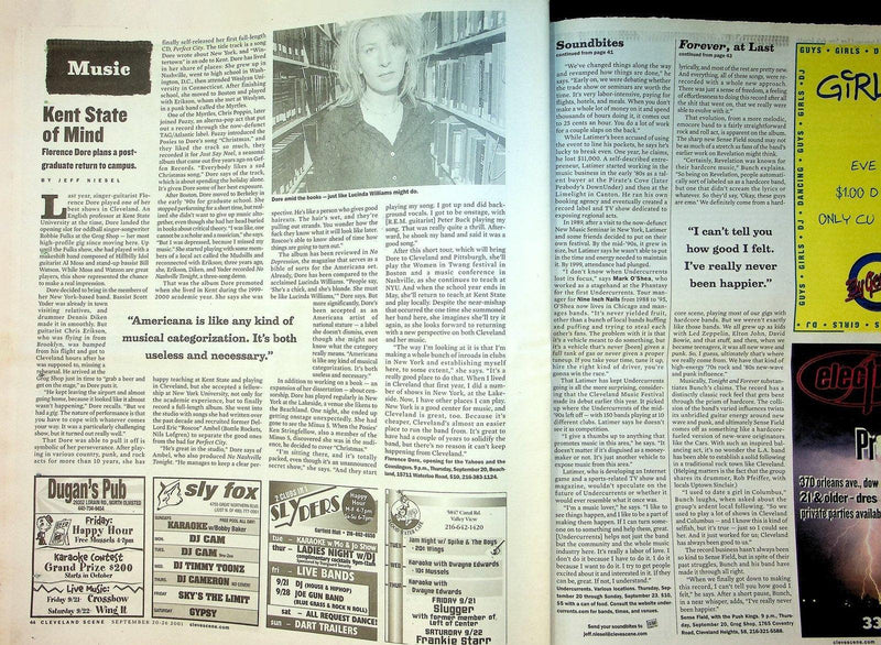 Cleveland Scene Magazine September 2001 No 38 Florence Dore Kent State Professor 3