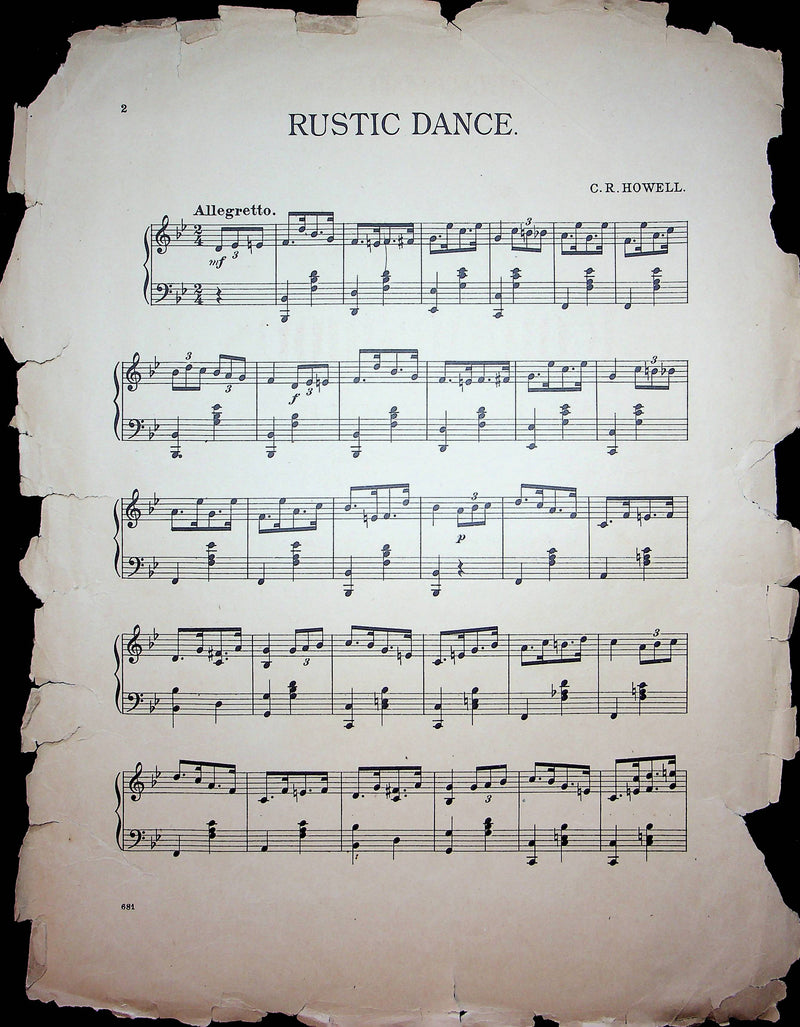 Rustic Dance C.R. Howell Sheet Music Piano Song Salon Compositions 3rd Ser 1930s 3