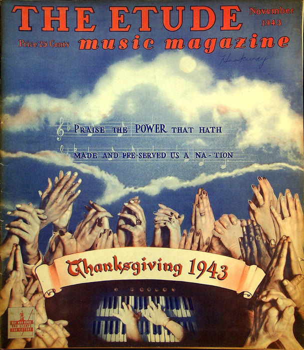 The Etude Music Magazine Nov 1943 Vol LXI No 11 Thanksgiving Issue, Sheet Music 1
