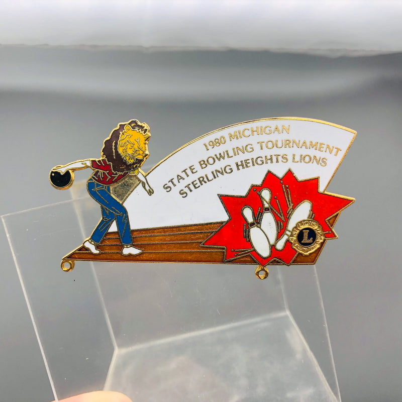 Vintage Lions Club Lapel Pin Michigan Bowling Tournament Sterling Heights 3