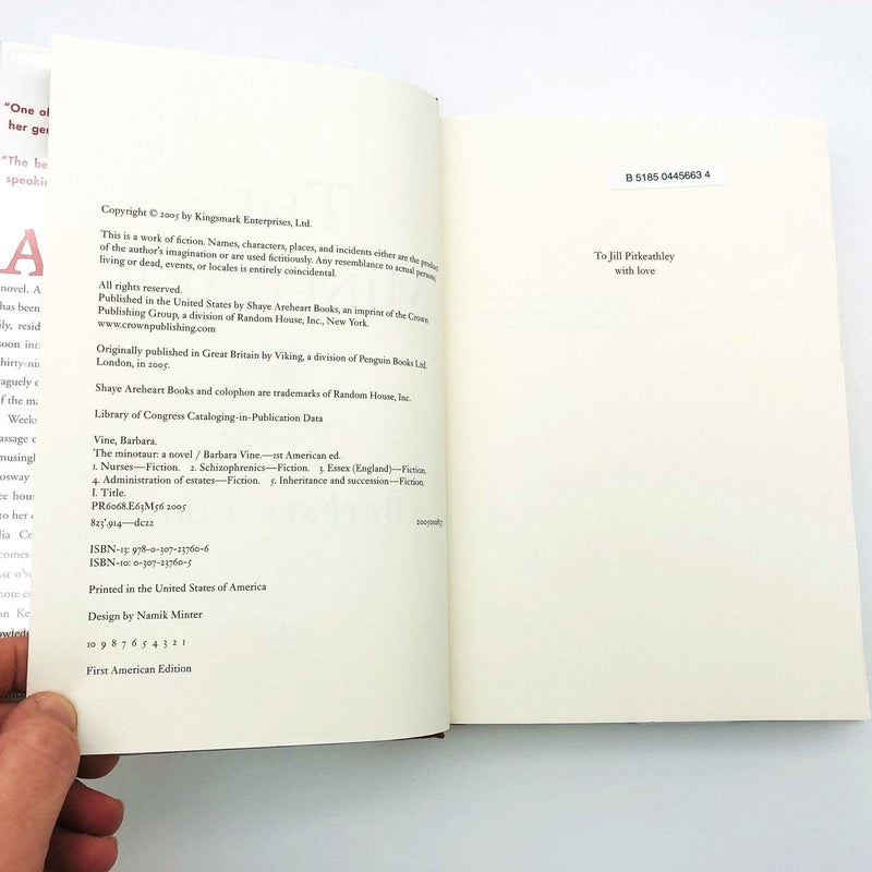 The Minotaur Hardcover Barbara Vine 2005 Nurse Schizophrenic Inheritance Ex Libr 9