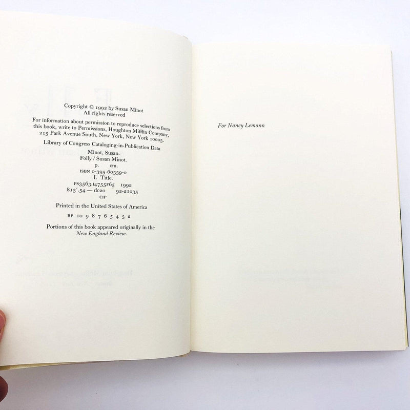 Folly Hardcover Susan Minot 1992 War Soldier Love WWI World War 1 Historical 8