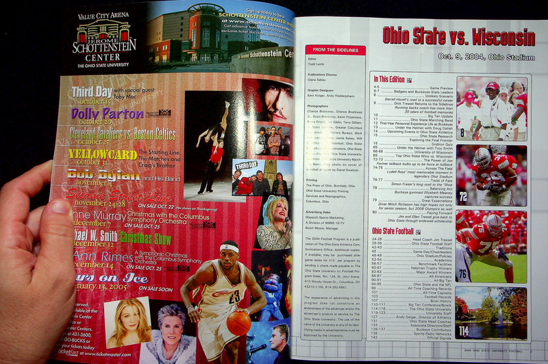 Ohio State Buckeye Football Program Oct 9 2004 Vs. Wisconsin Badgers Branden Joe