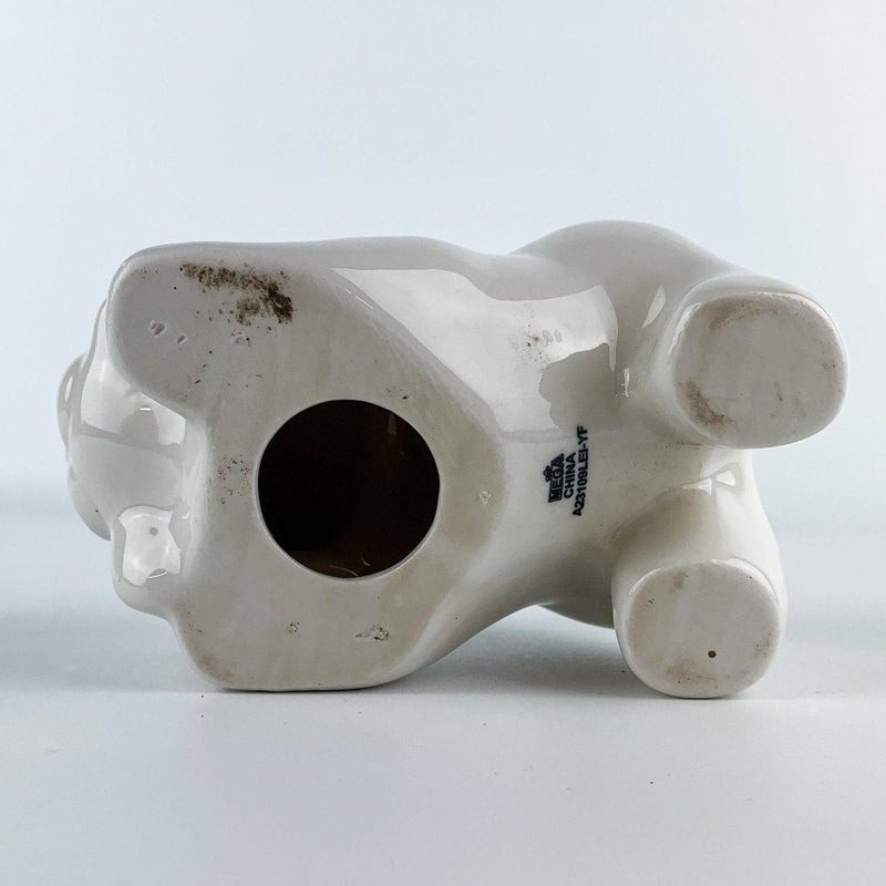 Vintage White Glossy Ceramic Dog Coin Piggy Bank 7