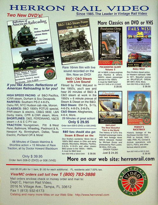 Classic Trains Magazine Winter 2005 Vol 6 No 4 Steam's Last Full Winter