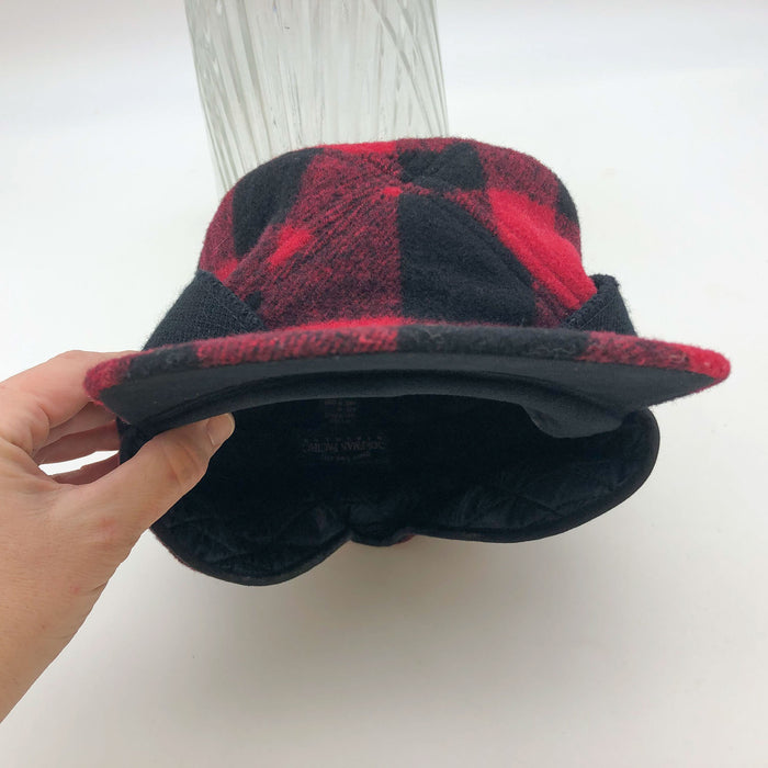 Dorfman Pacific Hat Medium Hunter Lumberjack Red Plaid Flannel Crown Cap Wool