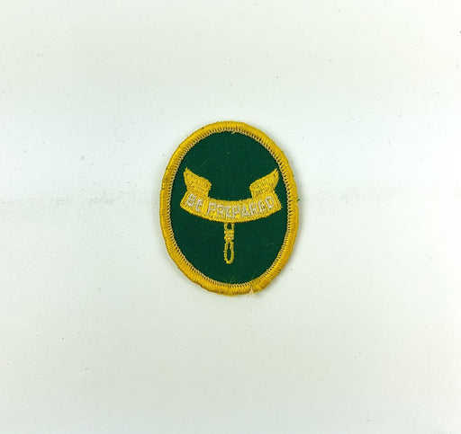 Vintage Be Prepared Boy Scouts Patch Emblem Oval Green Embroidered Words on Wing 1