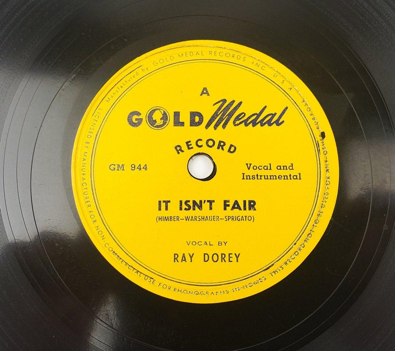 Ray Dorey It Isn't Fair / Too Many Kisses 78 RPM Single Record Gold Medal 1947 3