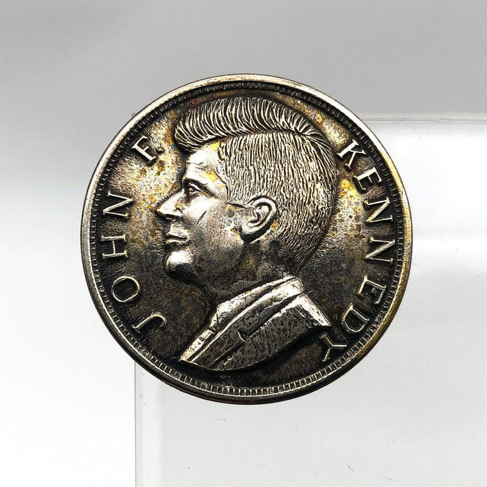 President John F Kennedy Tie Clip 1" JFK Side Profile Round Coin Silver Color 1