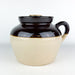 Vintage 7" Brown Two Toned Stoneware Bean Pot w/ Handle and Lid USA 4