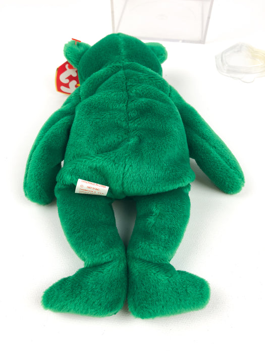 Erin The Bear TY Beanie Baby w/ Many Errors Lucky Shamrock Green 1997 RETIRED