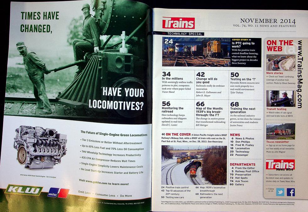 Trains Railroading Magazine November 2014 Vol 74 No 11 Is PTC Going To Work?