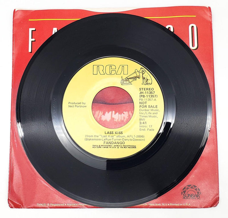 Fandango Last Kiss 45 RPM Single Record RCA 1978 PROMO JH-11357 4