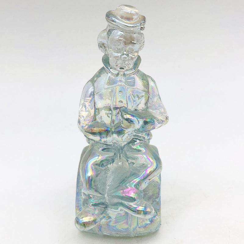 Vintage Moser Glass Clown Figurine The Performer Toby 1982 Signed Clear Slag