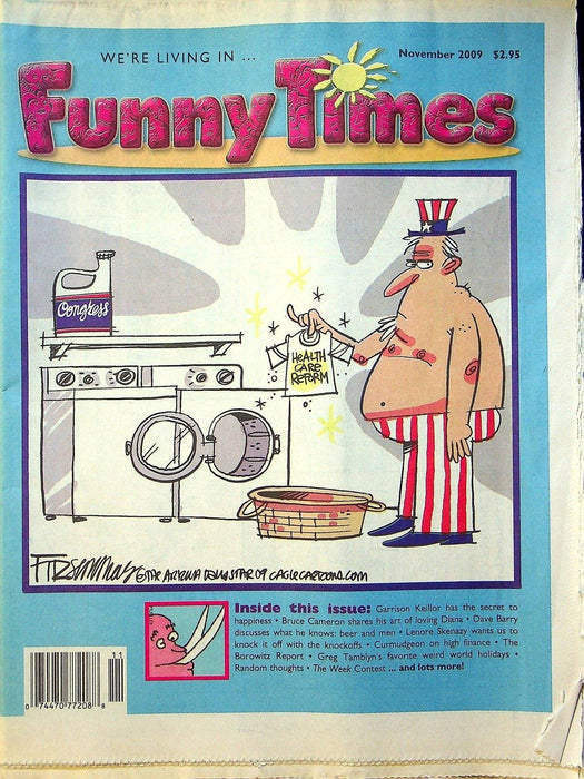 Funny Times Magazine November 2009 Garrison Keillor, Bruce Cameron, Greg Tamblyn 1