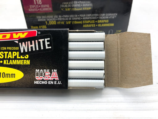 T18 3/8" 10mm Staples 10,000ct Arrow White Cable Round Fasteners #186 Genuine 2