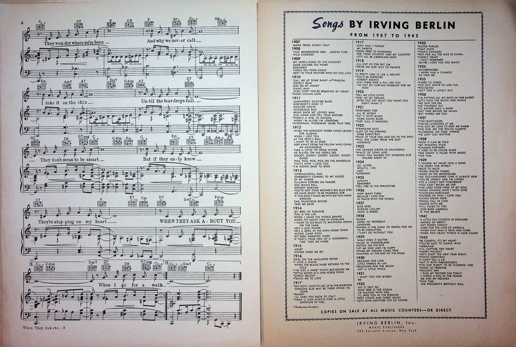 When They Ask About You Sheet Music Sam H Stept 1943 Piano Vocal Song Irving 4