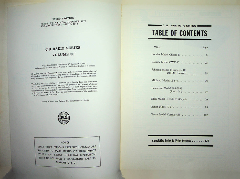 Sams Photofact CB Radio Series CB-30 October 1970 Johnson Midland Penncrest Tram
