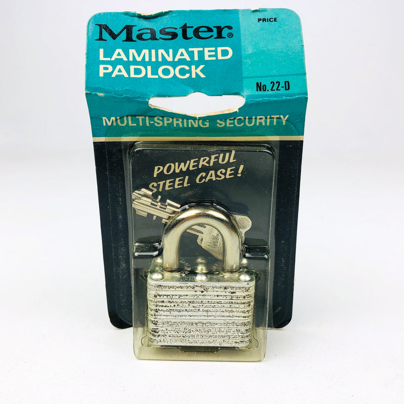 Vintage No 22-D Master Lock Padlock 1" Shackle New Old Stock NOS Multi Spring