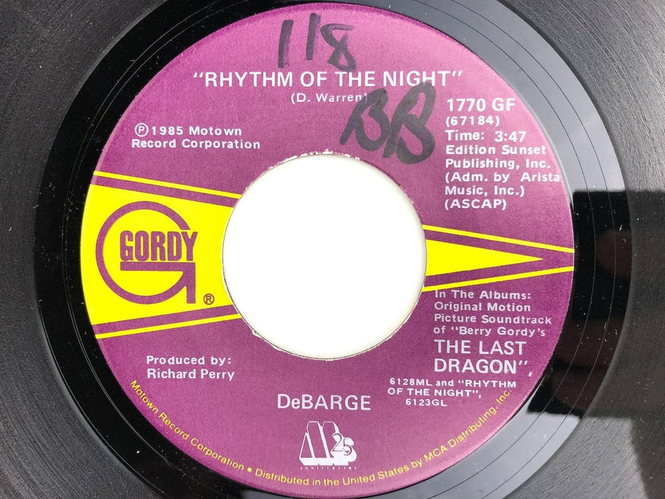 DeBarge 45 RPM 7" Single Rhythm of the Night / Queen of My Heart Gordy 1985 4