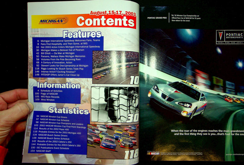 Nascar Official Program GFS Marketplace 400 Series August 16-17 2003 Michigan