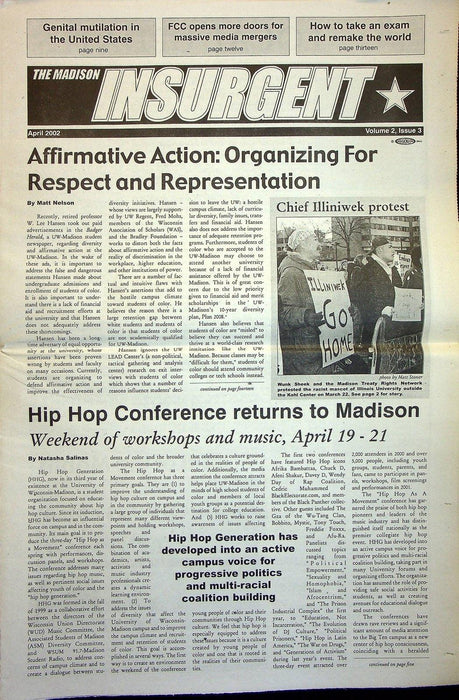 The Madison Insurgent 2002 Vol 2 Issue 3 Palestine Report, Hip Hop Conference 2