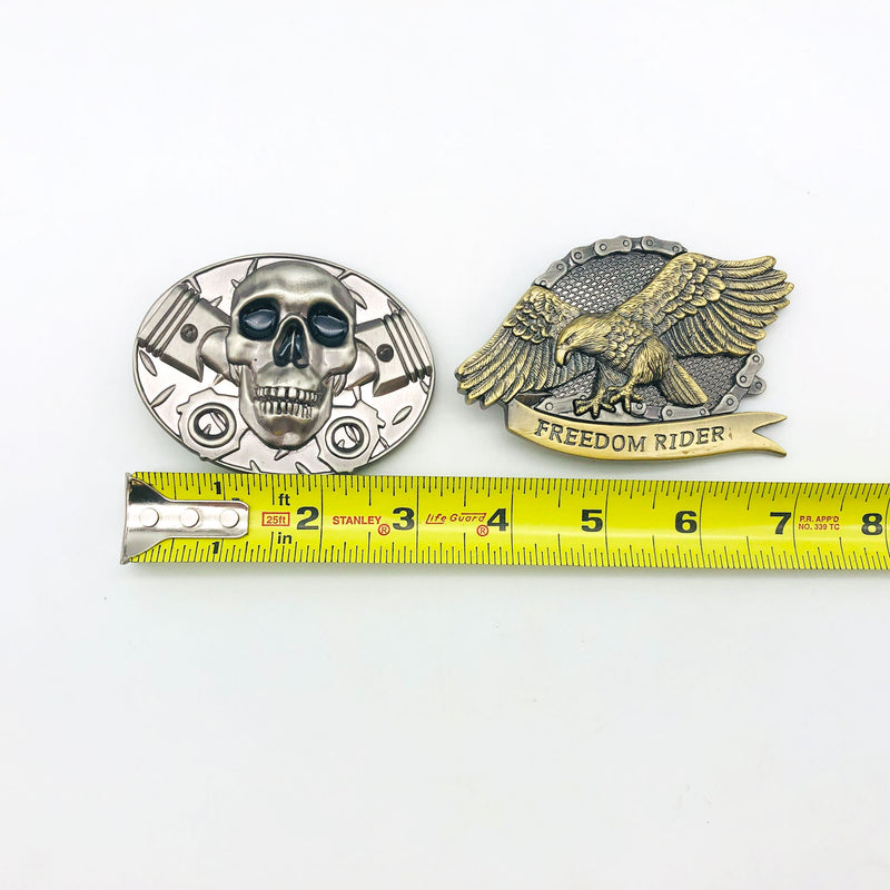 Pewter Belt Buckle Freedom Rider Bad To The Bone Motorcycle Biker Eagle Skull