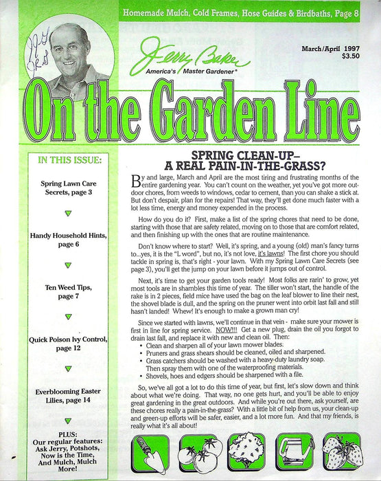 On The Garden Line Magazine March April 1997 Spring Lawn Care Poison Ivy Control