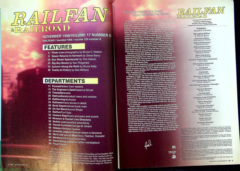 Railfan & Railraod Magazine November 1998 Vol 17 No 11 Autumn Along The Rails